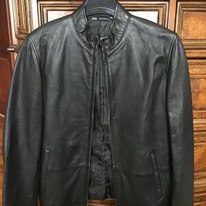 Men's Leather Zara Man Leather Black Jacket Size M